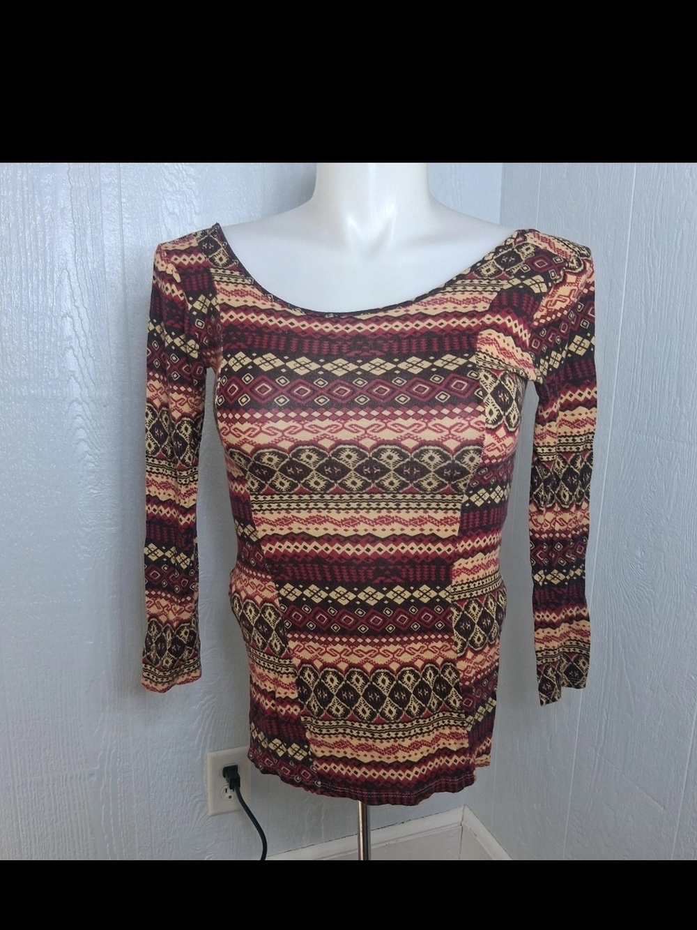 Vintage Moa USA Boho Patchwork Tribal Top Scoop Back Festival Y2K Hippie Artisan